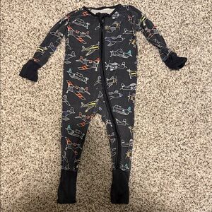 Little Sleepies Dark Blue Airplane Print Footie